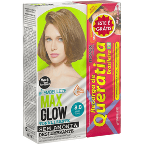 Kit Tonalizante Maxglow Queratina Louro Escuro 8.0 – Brilho E Hidratação
