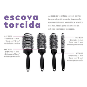 Escova De Cabelo Escobel Prata Torcida 54mm – Brilho E Maciez