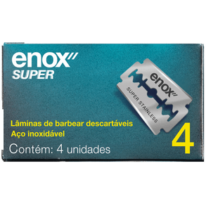 Lâmina De Barba Enox Duplo Fio Com 4 Unidades