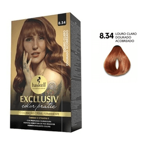 Tintura Haskell Color Kit 8.34 Louro Claro Dourado – Cobertura Total Dos Fios